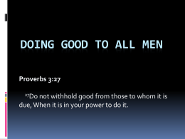 Doing good to all men - church of Christ at Cloud 9