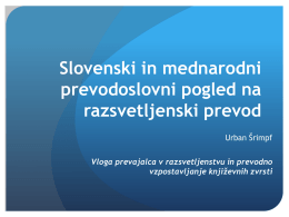 Slovenski in mednarodni prevodoslovni pogled na