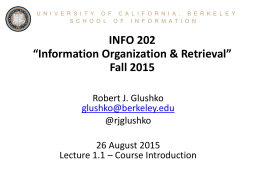 1. What Is Being Organized? - University of California, Berkeley