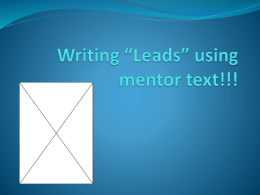 Writing *Leads* using mentor text!!!