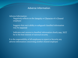 Adverse Information Reporting March 2014
