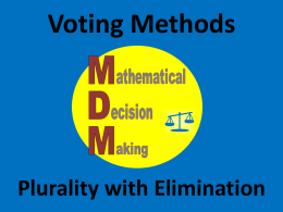 Plurality with Elimination - Lynn English Faculty Pages