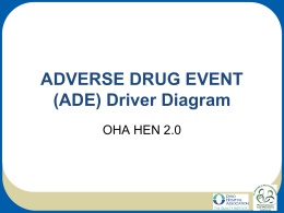 ADVERSE DRUG EVENT (ADE) Driver Diagram