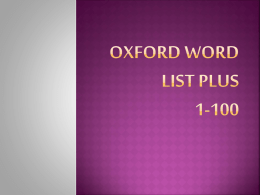 Oxford Word List 1 - Ocean Reef Primary School