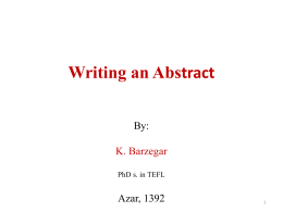 Writing an Abstract