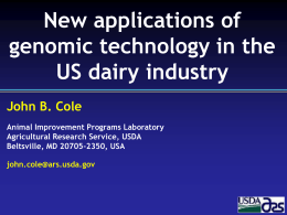 New applications of genomic technology in the US dairy industry
