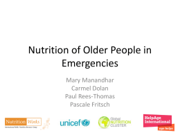 Nutrition of Older People in Emergencies Part 1