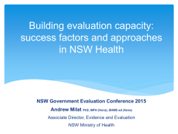 Andrew Milat – NSW Health: Evaluation capability
