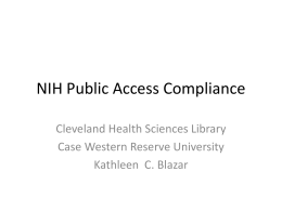NIH Public Access Compliance - Case Western Reserve University