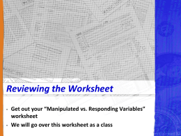 Reviewing the Manipulated vs. Responding Variables Worksheet