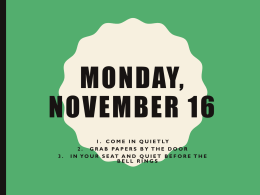 Monday, November 16 - Ms. Brown 7th Grade Science