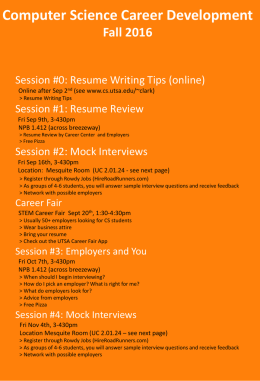 Computer Science Career Development Fall 2016 Plan