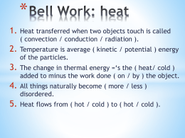 Bell Work: heat - Newman Physics