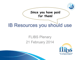 Plenary powerpoint (IBA Resources)
