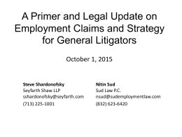 A Primer and Legal Update on Employment Claims