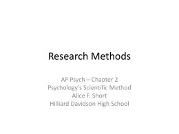 AP Psych – Ch 2 – Research Methods – PRESENTATION
