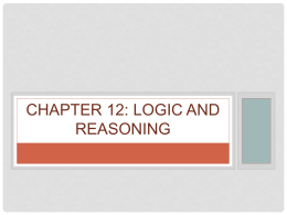 Chapter 12: Logic and Reasoning