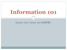 Information 101- what you need to know 3.14