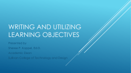 Writing and utilizing Learning objectives