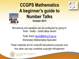Intro to Number Talks Powerpoint - Kentucky Center for Mathematics