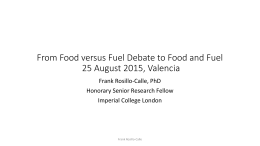 food and fuel - International Congress on Biofuels Bioenergy