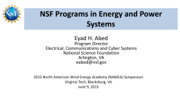 NSF Programs in Energy and Power Systems