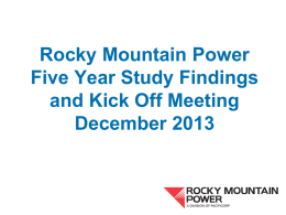Rocky Mountain Power Five Year Study Kick Off Meeting