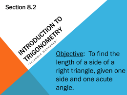 Exploring Right Triangle Trigonometry
