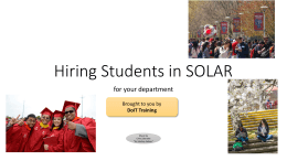 Hiring Students in SOLAR