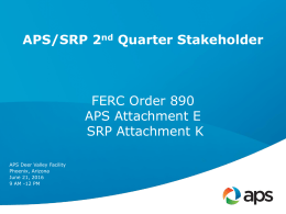 APS/SRP Stakeholder Meeting For Transmission Planning FERC