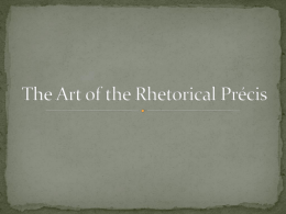 The Art of the Rhetorical Precis