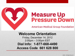 Medical Groups: What You - Measure Up/Pressure Down