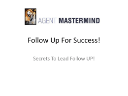 Follow Up For Success! - Real Estate Agents Goldmine Training