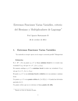 Extremos Funciones Varias Variables, criterio del