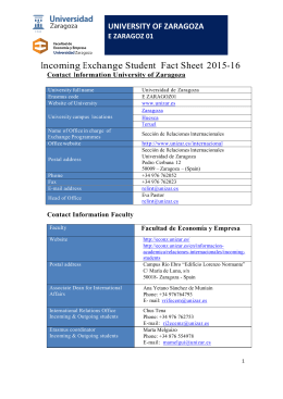 Incoming Exchange Student Fact Sheet 2015-16