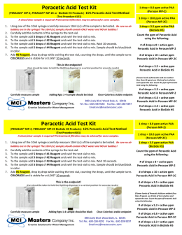 Peracetic Acid Test Kit Peracetic Acid Test Kit