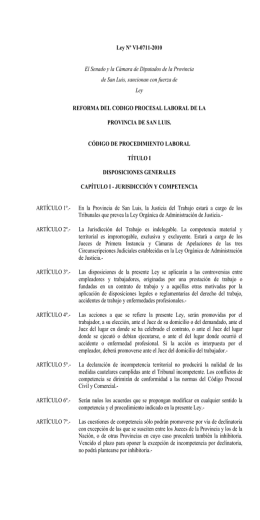 Código Procesal Laboral - Poder Judicial de la Provincia de San Luis