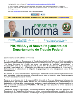 PROMESA y el Nuevo Reglamento del Departamento de Trabajo