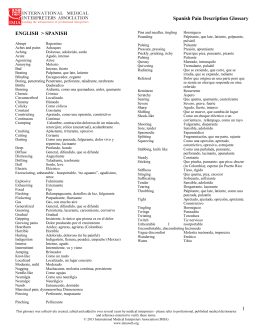 Spanish Pain Description Glossary 1 ENGLISH > SPANISH