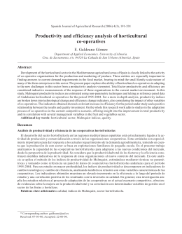 Productivity and efficiency analysis of horticultural co-operatives