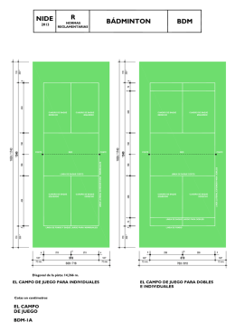 El campo de juego para individual. El campo de juego para dobles