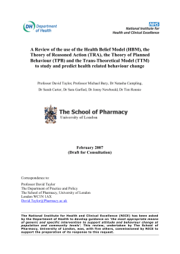 NICE-DoH Review of Health Behaviour Theories