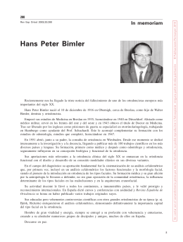 Hans Peter Bimler - Revista Española de Ortodoncia