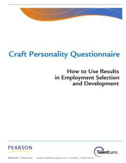 Craft Personality Questionnaire