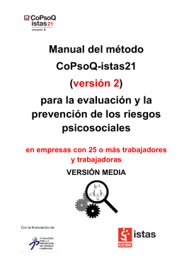 Manual del método CoPsoQ-istas21 (versión 2) para la evaluación y