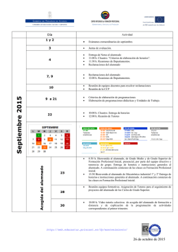 Cronograma de actuaciones para el curso 2015-2016