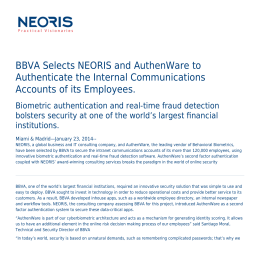 BBVA Selects NEORIS and AuthenWare to Authenticate the Internal