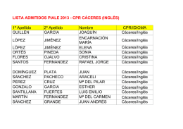 LISTA ADMITIDOS PIALE 2013 - CPR CÁCERES