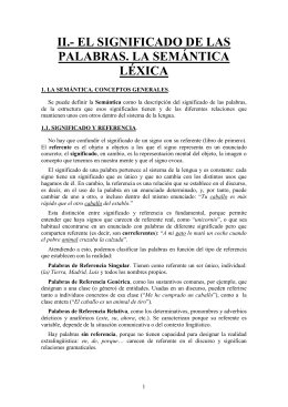 II.- EL SIGNIFICADO DE LAS PALABRAS. LA SEMÁNTICA LÉXICA