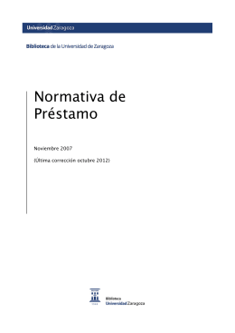 Normativa de Préstamo - Biblioteca de la Universidad de Zaragoza